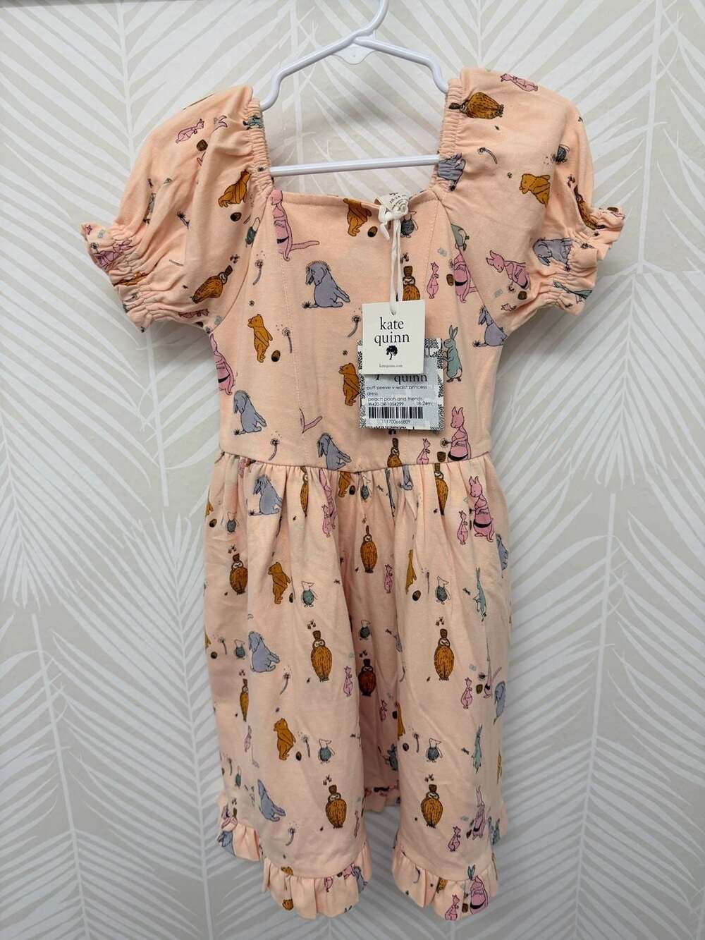 Kate Quinn Puff Sleeve Waist Princess Dress in Pooh and Friends Print 18/24